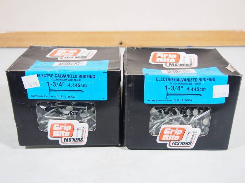lot 172 image: 2- 5 Pound Boxes 1-34 Electro Galvanized Roofing Nails