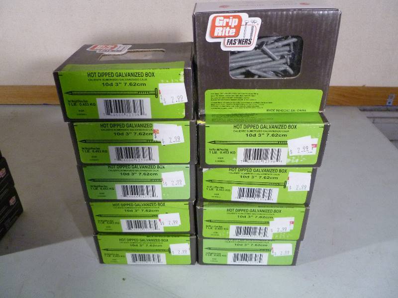 lot 167 image: 10- 1 Pound Boxes 10d 3 Hot Dipped Galvanized Box Nails
