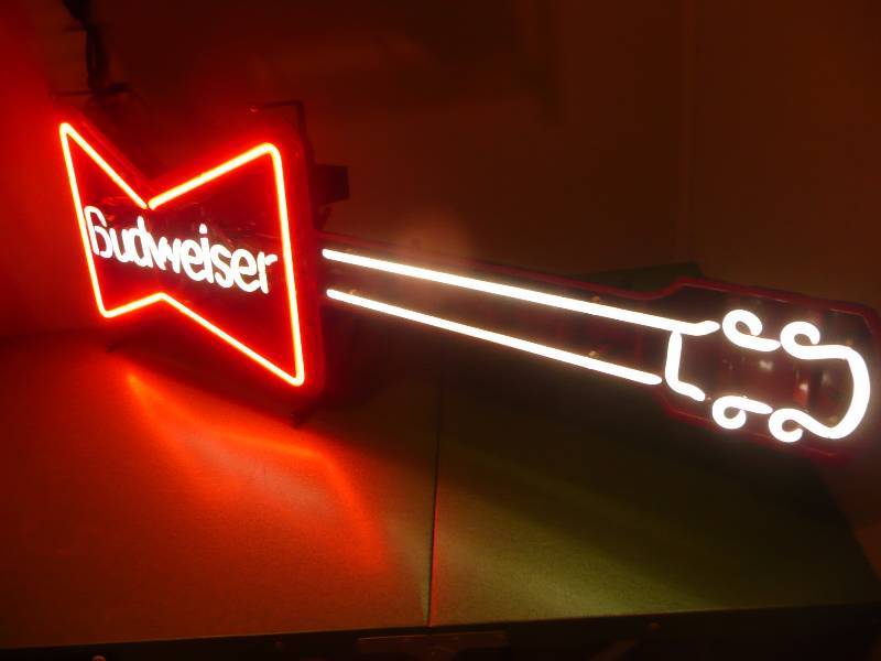 budweiser neon sign guitar