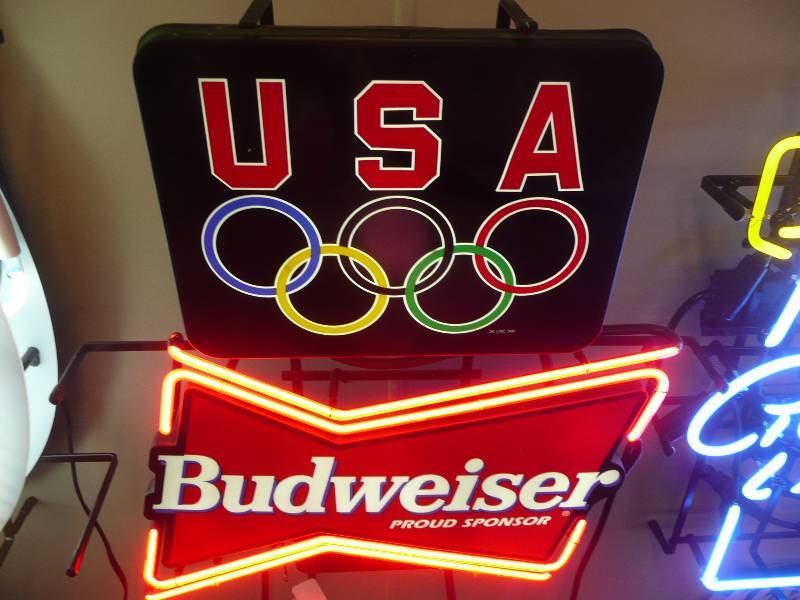 budweiser olympic neon sign