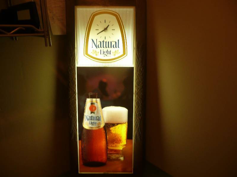 Vintage Natural Light ClockLight (Metal Frame) 14wide 32 12high - Works Great - In Good Condition For its Age