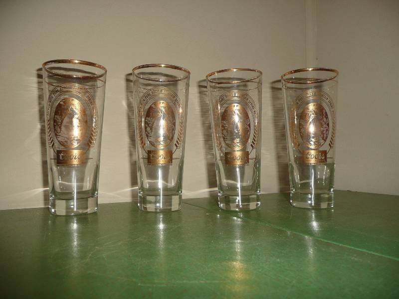 Coors Gold Rim Glasses - 1970s Era - Rare Set & In Good Condition