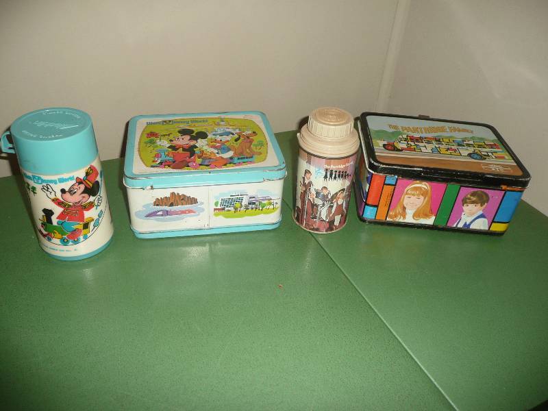 Two Original Lunch Boxes With Thermoses - Walt Disney World & The Partridge Family - Good Condition