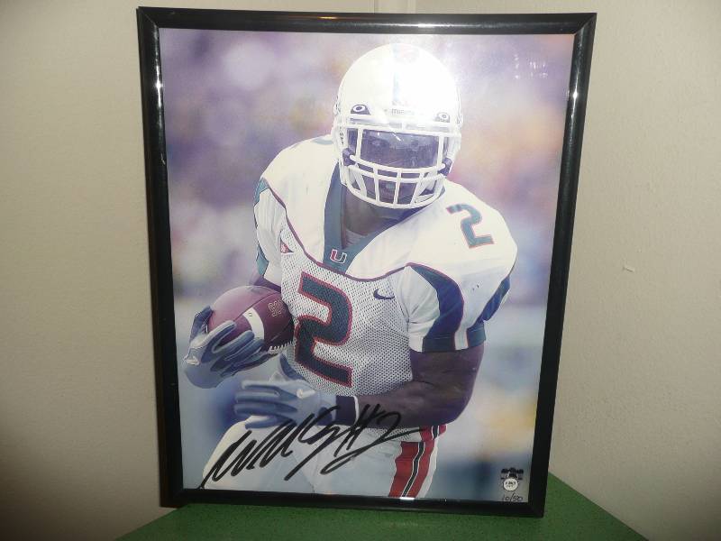 Willis McGahee Autographed University Of Miami #10 of 50 Framed Photo - Nice Piece - Bills, Ravens, Broncos & Browns