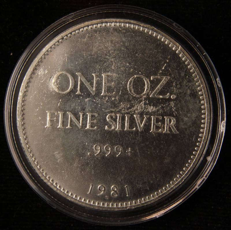 1 TROY OZ. .999 FINE SILVER ROUND VINTAGE 1981 HOFFMAN IN AIRTITE HOLDER