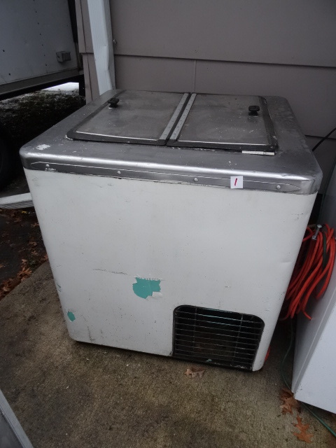 Ice cream dipping cabinet. Flip lid...