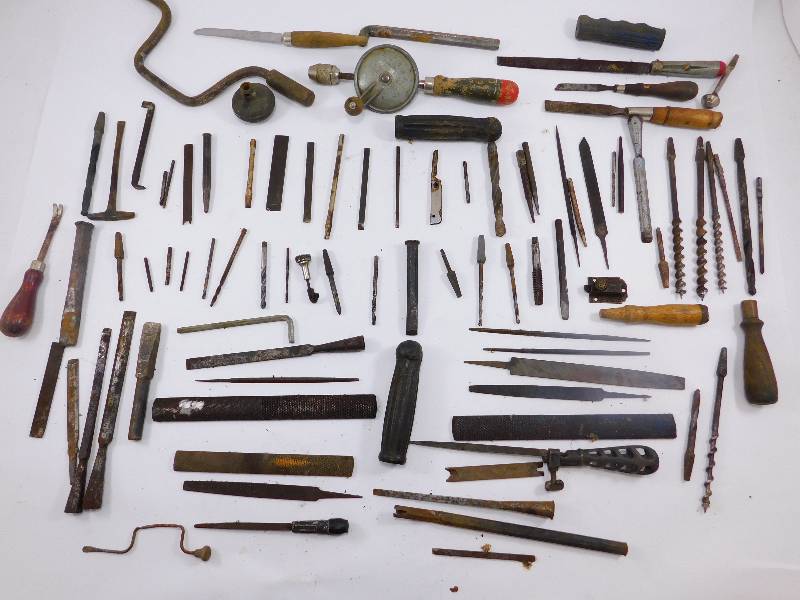 lot 62 image: Lot of Various Vintage Hand Tools, Drill Bits, Files, and more...