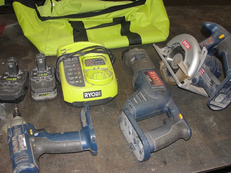 Ryobi Tools, Charger  and 2 Lithium Batteries