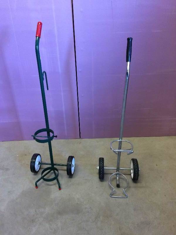 lot 5 image: $$ Two O2 Oxygen Tank Gas Cylinder Transport Wheeled Carts - Super Condition