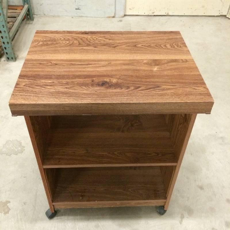 lot 24 image: Rolling Wood Grain Media Book Cart - Super Condition