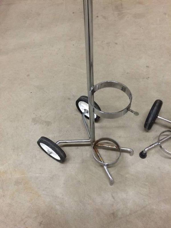 lot 44 image: $$ Two Height Adjustable O2 Oxygen Tank Gas Cylinder Transport Wheeled Carts - Super Condition