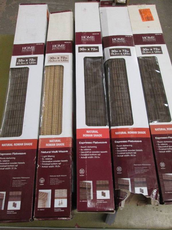 5 natural roman shades 4 are 30x72...