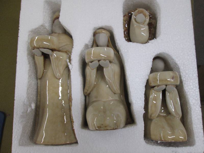 4 sets of stoneware nativity sets ...