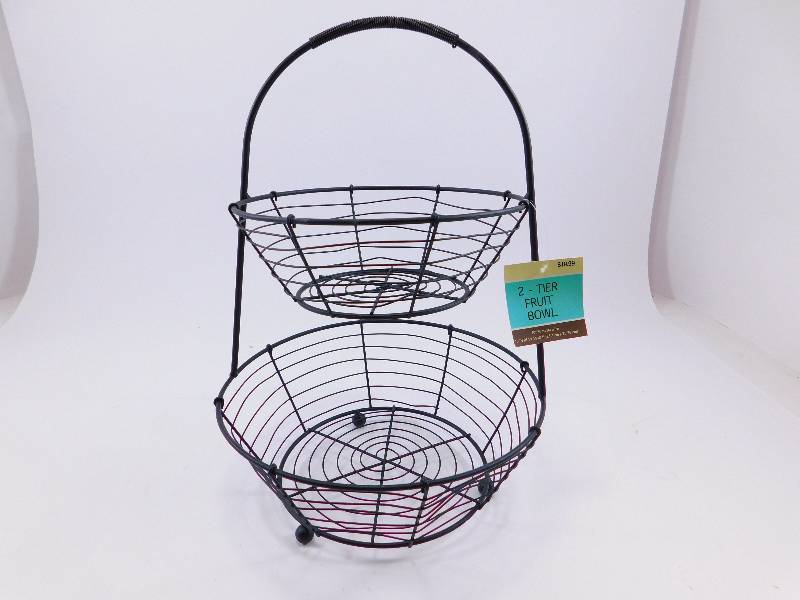 lot 18 image: New 2-Tier Metal Fruit Bowl