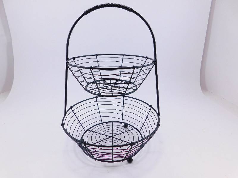 lot 19 image: New 2-Tier Metal Fruit Bowl
