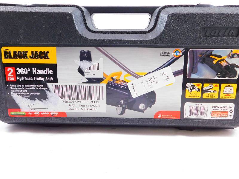 lot 41 image: Torin 2 Ton Trolley Jack w360° Swivel Handle & Carrying Case