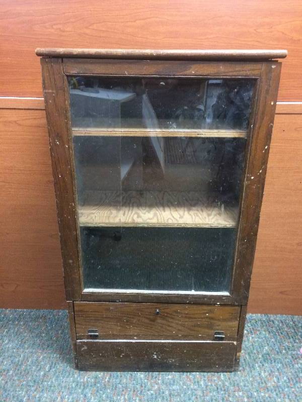 lot 2 image: Antique BookcaseCabinet