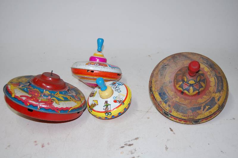 Vintage Metal Spinning Tops