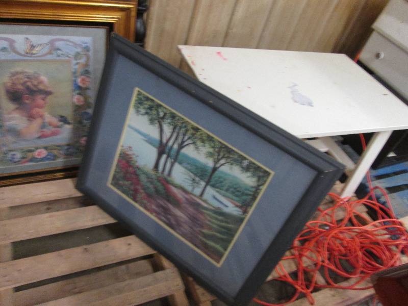 lot 19 image: White Painted Utility Table, 2 Larg...