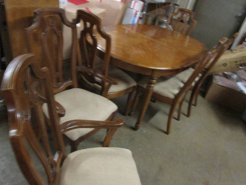 lot 44 image: Dining Room Set with 6 Chairs, (2 C...