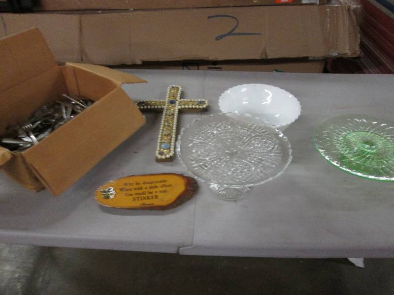 lot 116 image: Cross Plaque, Bowl, 2 stemmed cake ...