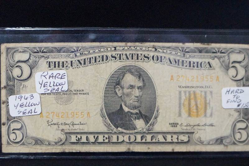 1963 Yellow Seal Extremely Rare $5 United States Note