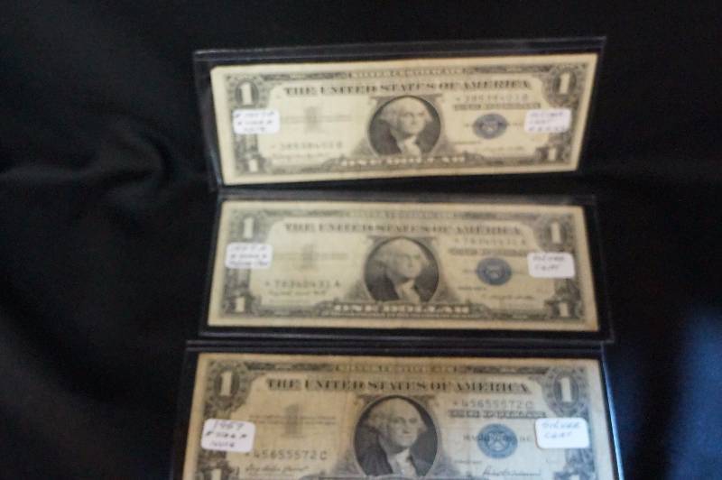 Lot of 3 Star Note $1 Silver Certificates