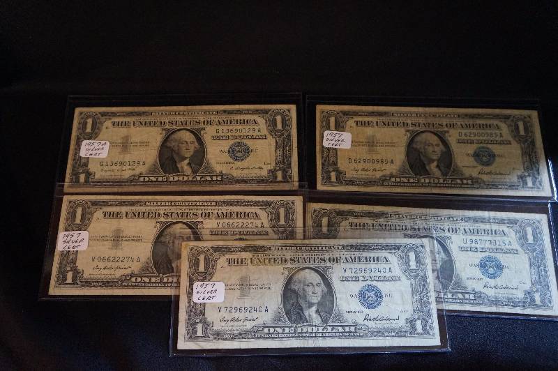 lot of 5 1957 $1 Silver Certificate