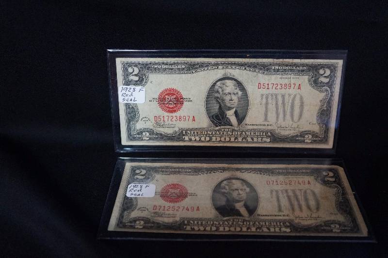 (2) 1928F Red Seal $2 United States Note