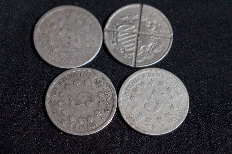 (2) 1867, & (2) 1868 Shield Nickels