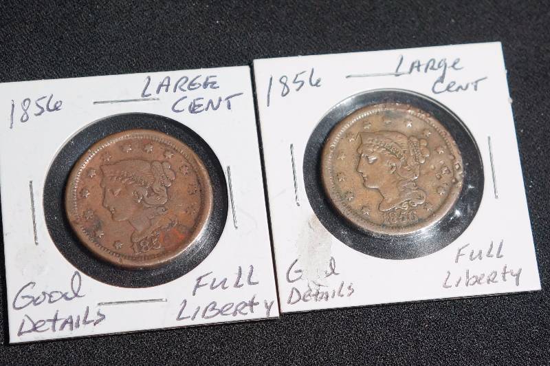 (2) Full Liberty 1856 Large Cent