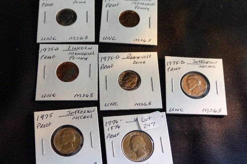 1776-1976 MS63 Uncirculated Washington Quarter, P&D MS63 Jefferson Nickels, MS63 P&D Roosevelt Dimes, MS63 P&D Lincoln Pennies