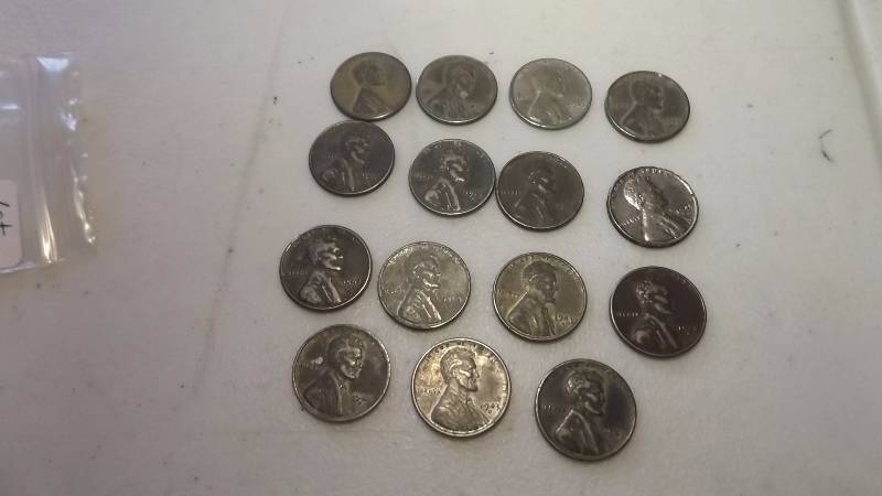 (5) 1943, (5) 1943-D, (5) 1943-S   Steel Lincoln War Pennies