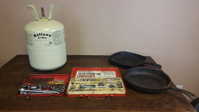 lot 147 image: Balloon Time Tank, Cast Iron Pans, and More