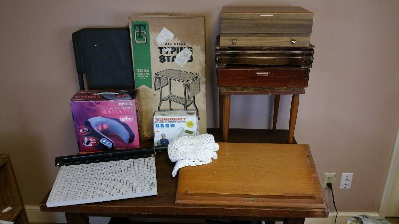 lot 217 image: Wood Silver Wear Boxes Typing Stand