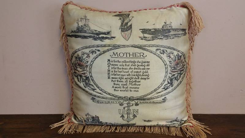 lot 220 image: Vintage United States Navy Mother Pillow