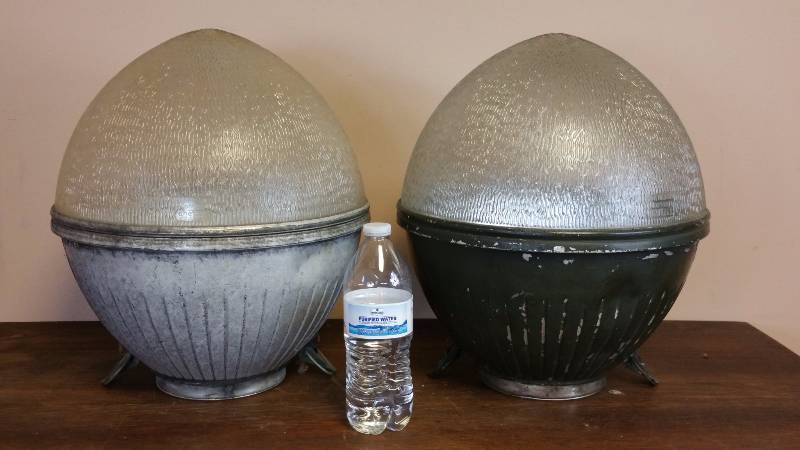 lot 225 image: GE Large Vintage Industrial Street Light Globes