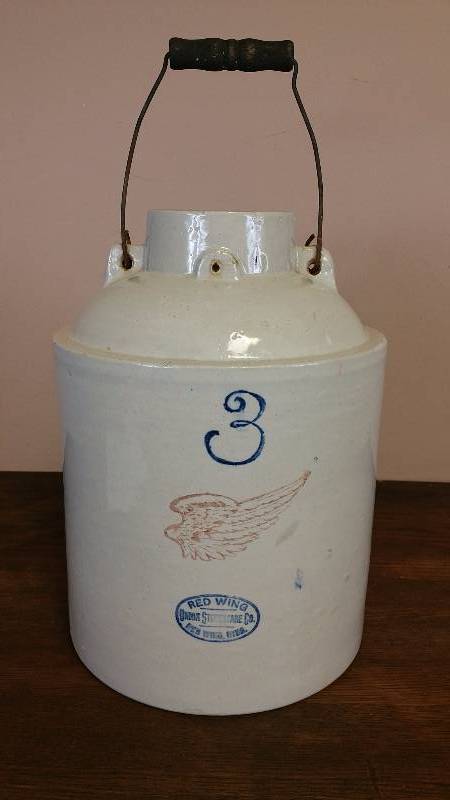 lot 4 image: 3 Gallon Red Wing Canning Crock