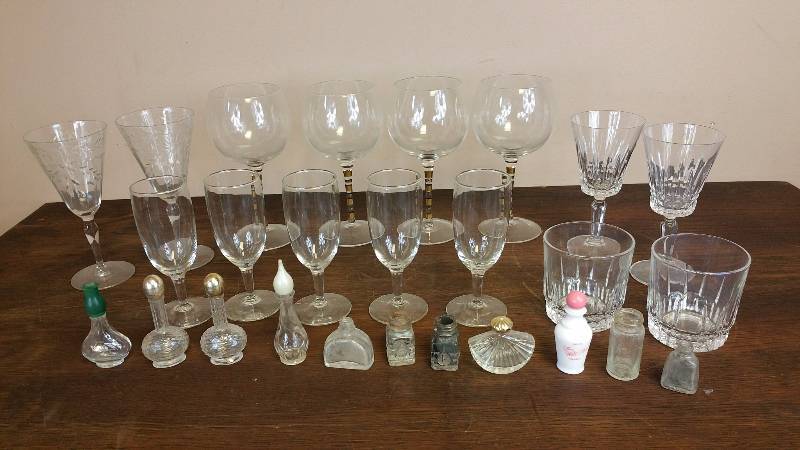 lot 46 image: Crystal Wine Glasses  Perfume Bottles