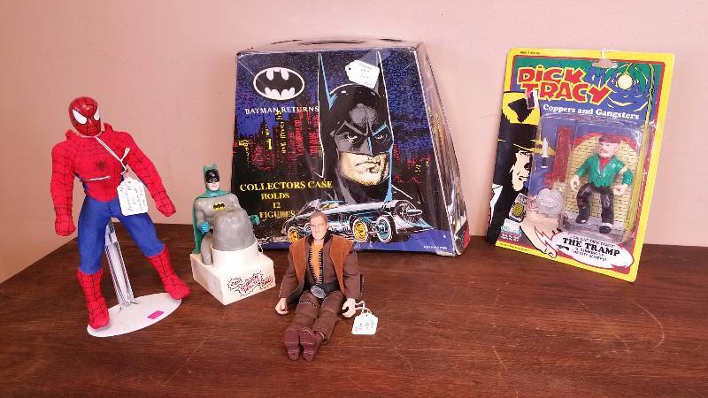 lot 64 image: Recalled Dick Tracy Action Figure, Batman, Spiderman, Etc
