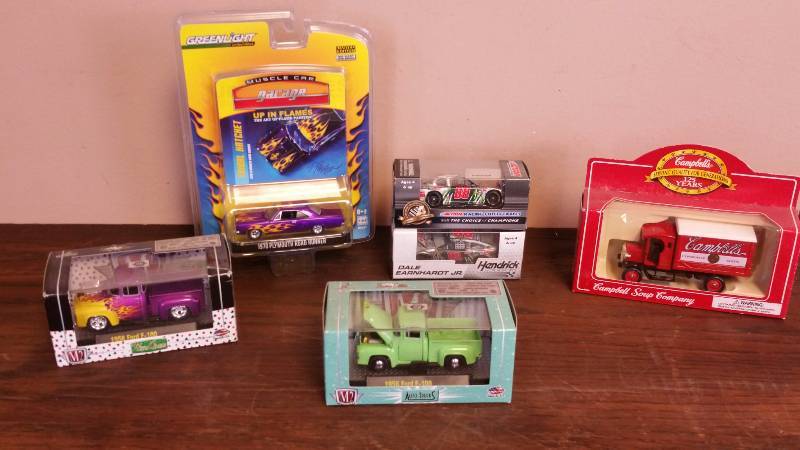 lot 81 image: M2 Ford Trucks, Greenlight Plymouth, (2) Hendrick Dale Earnhardt Jr Die Cast Cars