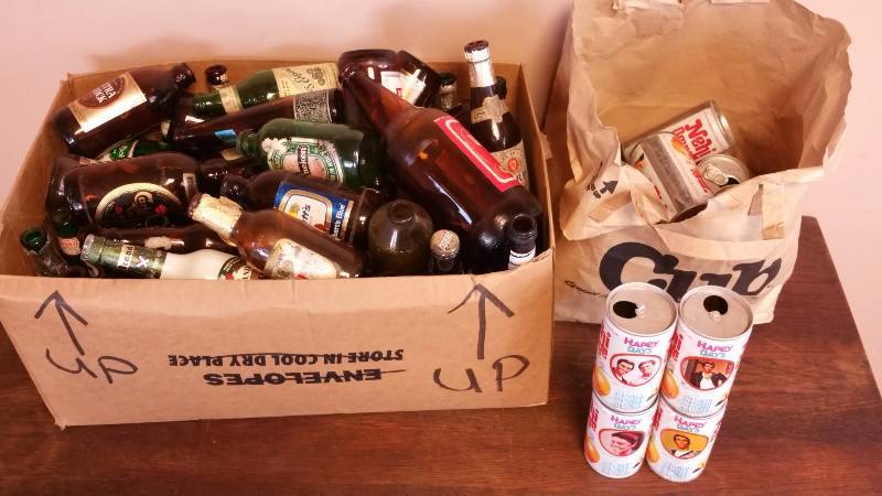 lot 113 image: Happy Days Nehi Orange Cans & Older Beer Bottles