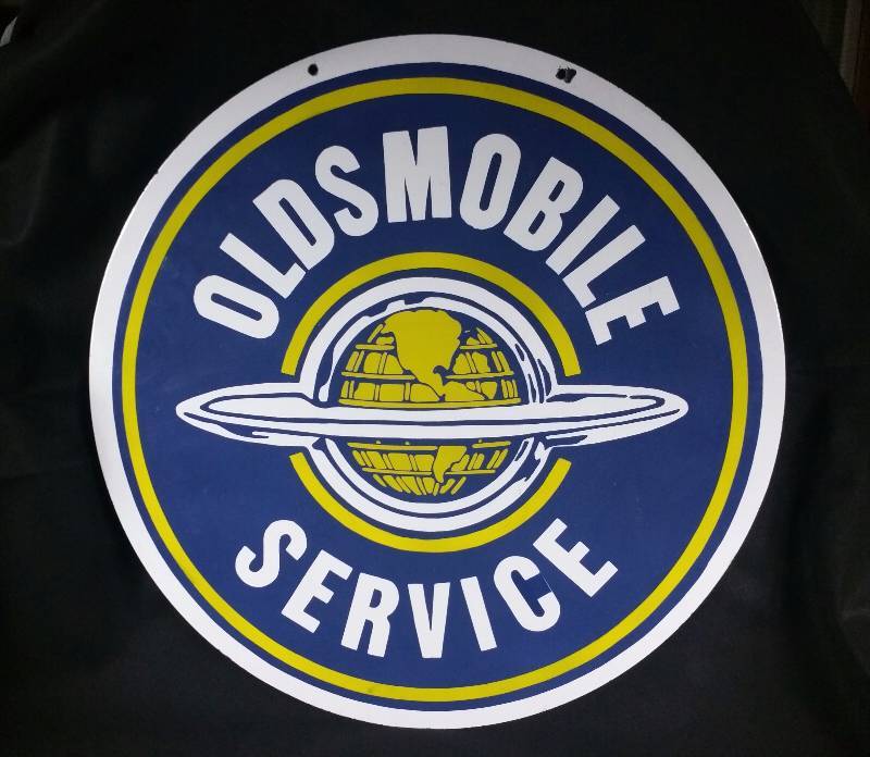 lot 0 image: 30 Oldsmobile Service Double Sided Dealer Porcelain Metal Sign
