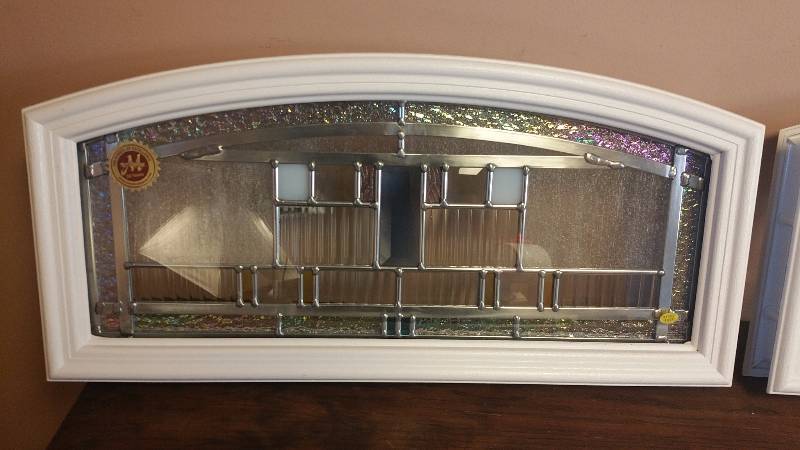 lot 253 image: (4) Medieval Glass Fancy Door Window Panes