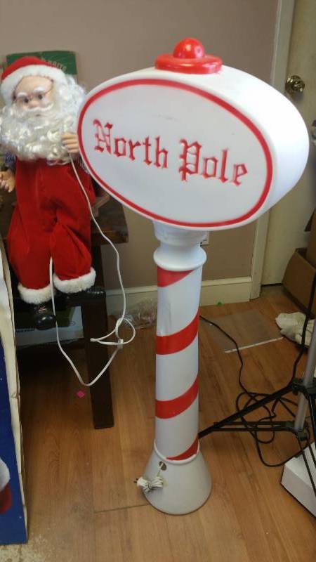 lot 254 image: Shiny Brite Vintage Christmas Ornaments, North Pole Blow Mold, Animated Musical Santa, Santa Coca-Cola Sign