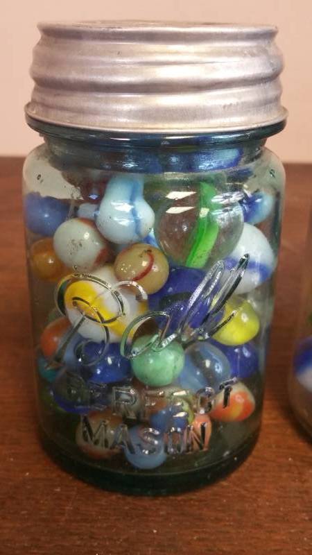 lot 0N image: Unsorted Vintage Marbles in Vintage Jars