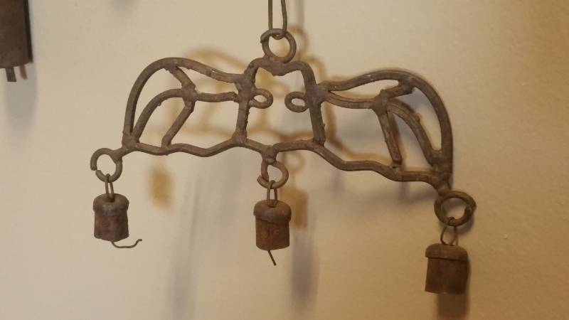 lot 261 image: Vintage Bat Goat Bell Hanging Decor