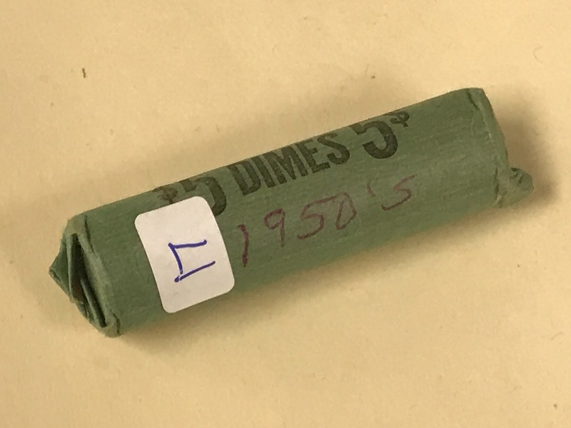 (1) Roll Of 1950s Dimes--(50) Coin...