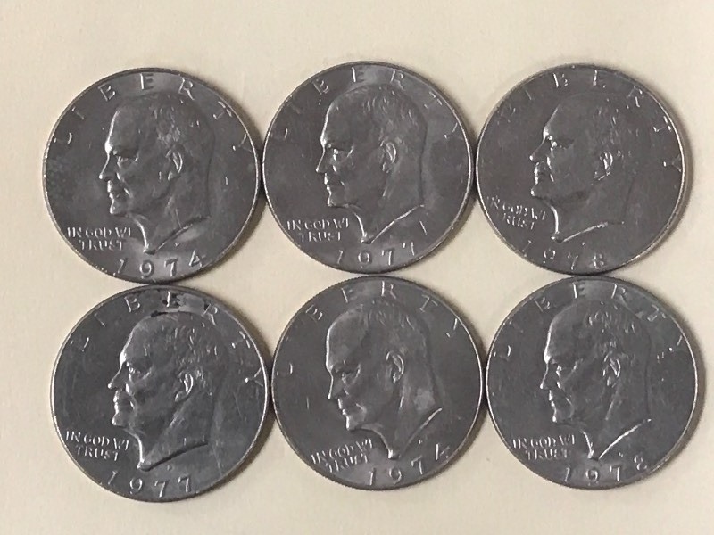 (5) Eisenhower Dollar Coins (2) 19...