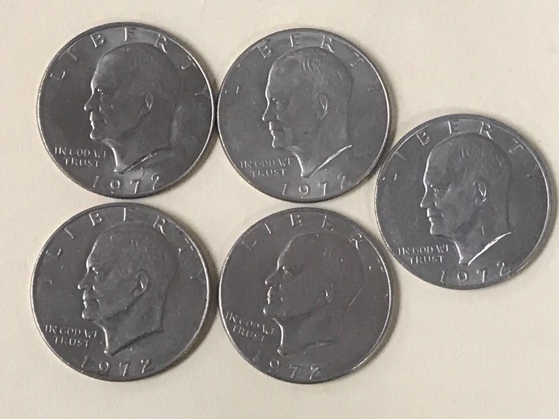 (5) 1972 Eisenhower Dollar Coins ...